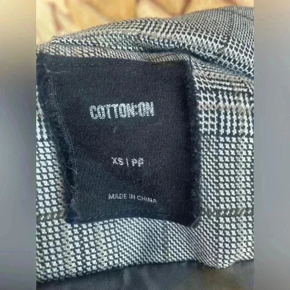 Cotton:on womens plaid Blazer oversized double breasted, buttoned black taupe XS - Picture 8 of 8